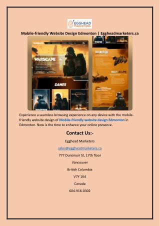 Mobile-friendly Website Design Edmonton  Eggheadmarketers.ca