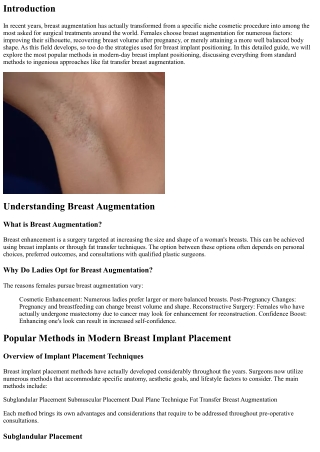 Popular Techniques in Modern Breast Augmentation Placement
