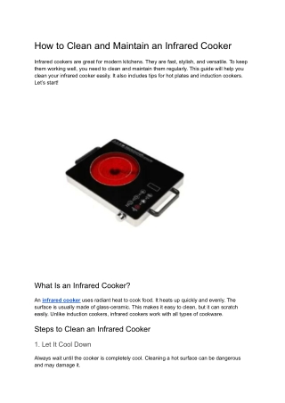 How to Clean and Maintain an Infrared Cooker