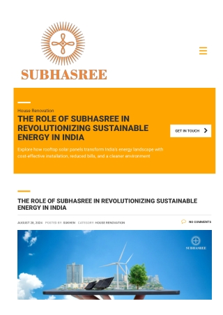 The Role Of Subhasree In Revolutionizing Sustainable Energy In India