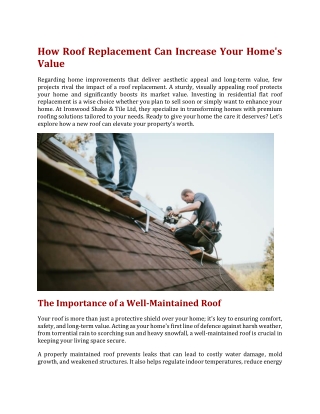 How Roof Replacement Can Increase Your Home's Value