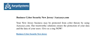 Business Cyber Security New Jersey Aaryasys.com