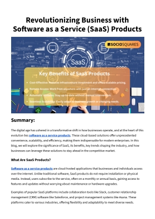 Revolutionizing Business with Software as a Service (SaaS) Products