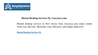 Hosted Desktop Services Nj  Aaryasys.com