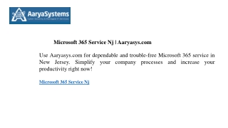 Microsoft 365 Service Nj Aaryasys.com