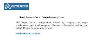 Small Business Server Setups Aaryasys.com