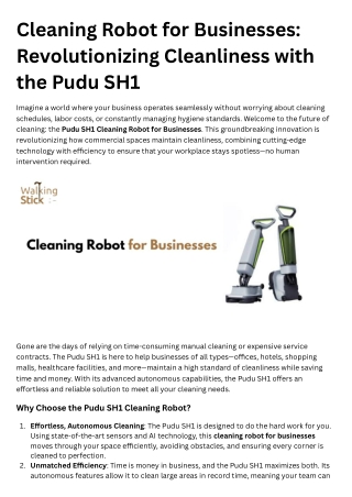 Cleaning Robot for Businesses Revolutionizing Cleanliness with the Pudu SH1