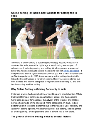 Online betting id_ India’s best website for betting fan in 2025