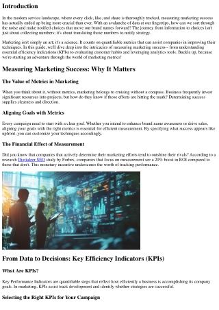 ** From Information to Choices: How to Effectively Measure Marketing Success **.