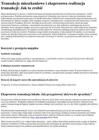 Skup nieruchomości: Profesjonalna sprzedaż lokali i ekspresowa realizacja transa