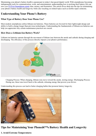 “Tips for Maintaining Your Phone’s Battery Health and Longevity”