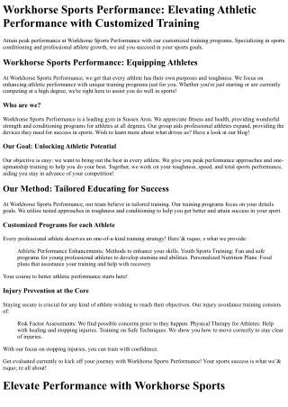 Workhorse Sports Performance