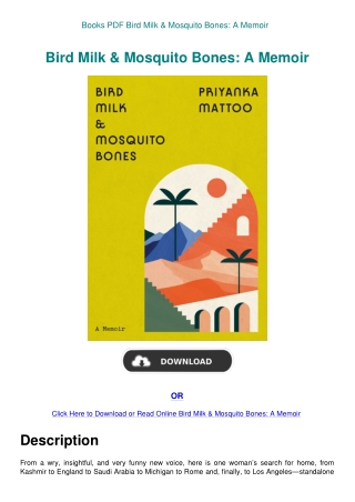 Books PDF Bird Milk & Mosquito Bones A Memoir