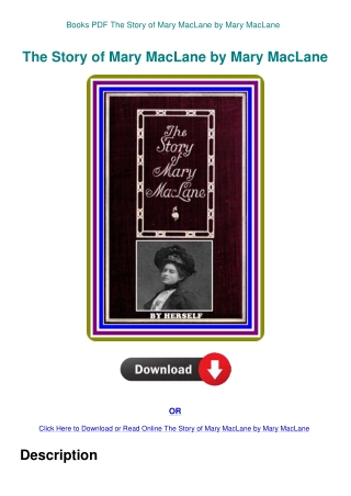 Books PDF The Story of Mary MacLane by Mary MacLane