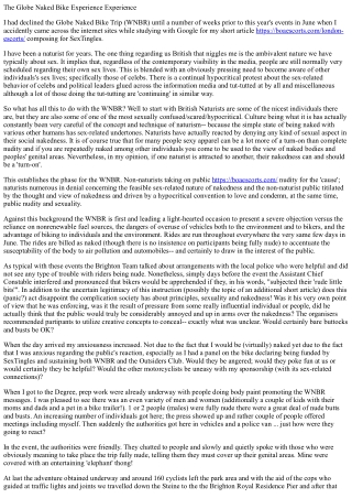 The globe nude bike ride experience