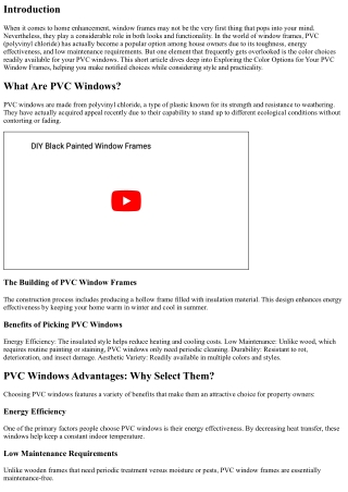 Checking Out the Color Options for Your PVC Window Frames