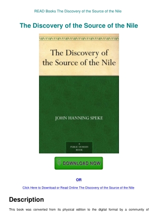 READ Books The Discovery of the Source of the Nile