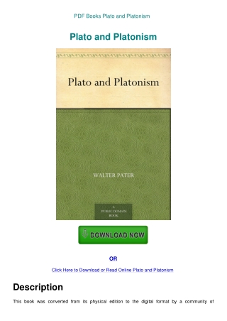 PDF Books Plato and Platonism