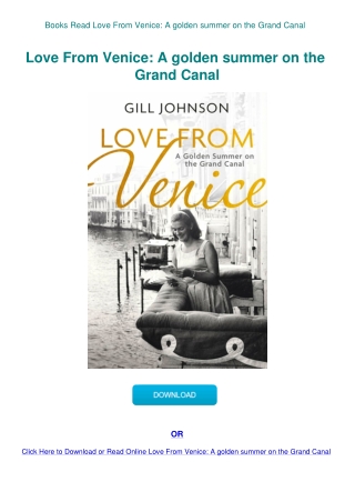 Books Read Love From Venice A golden summer on the Grand Canal