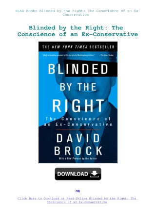 READ Books Blinded by the Right The Conscience of an Ex-Conservative