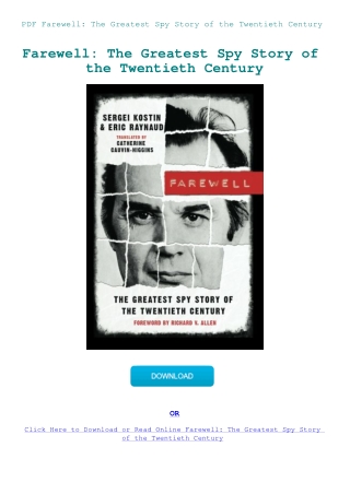 PDF Farewell The Greatest Spy Story of the Twentieth Century
