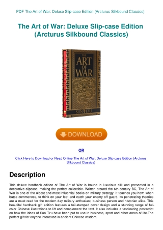 PDF The Art of War Deluxe Slip-case Edition (Arcturus Silkbound Classics)