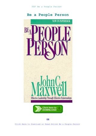 PDF Be a People Person
