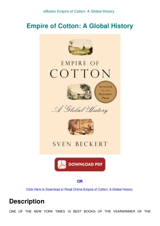 eBooks Empire of Cotton A Global History