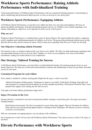 Workhorse Sports Performance