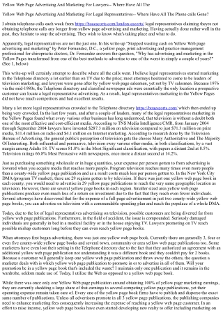 Yellow page marketing for legal representatives where have all the