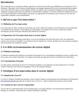Eco-innovation dans le secteur digital : un impératif stratégique