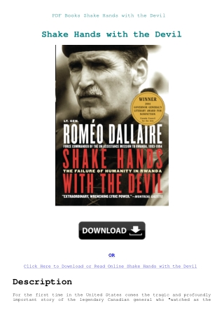 PDF Books Shake Hands with the Devil