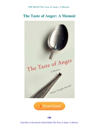 PDF READ The Taste of Anger A Memoir
