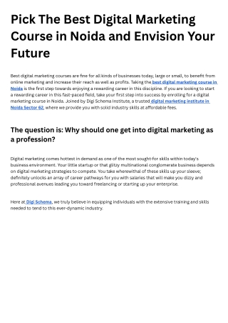 Pick The Best Digital Marketing Course in Noida and Envision Your Future