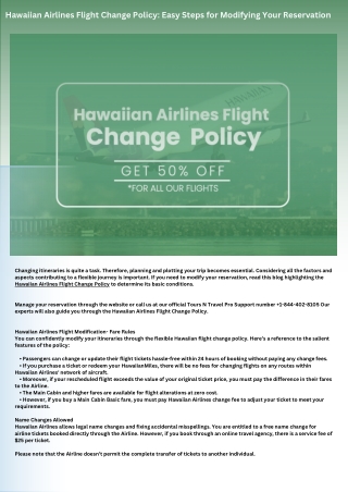 Hawaiian Airlines Flight Change Policy