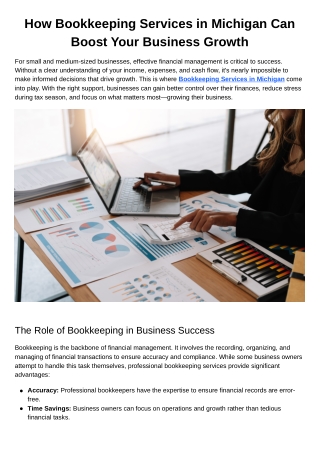 How Bookkeeping Services in Michigan Can Boost Your Business Growth