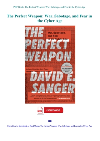 PDF Books The Perfect Weapon War  Sabotage  and Fear in the Cyber Age