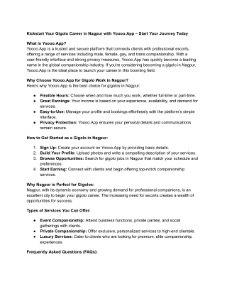 Kickstart Your Gigolo Career in Nagpur with Yoooo.App – Start Your Journey Today