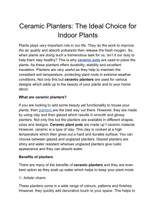 Upgrade Your Indoor Garden with Ceramic Planters