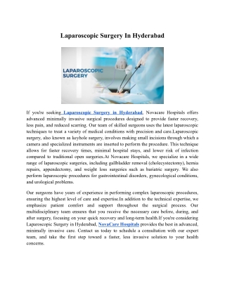 Laparoscopic Surgery In Hyderabad