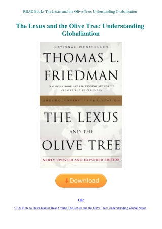 READ Books The Lexus and the Olive Tree Understanding Globalization