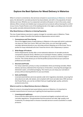 Explore the Best Options for Weed Delivery in Waterloo