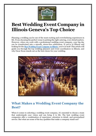 Best Wedding Event Company in Illinois  Geneva's Top Choice