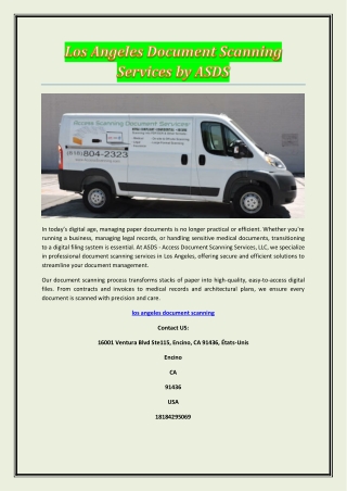 Los Angeles Document Scanning Services by ASDS