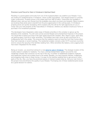 Premium Land Parcel for Sale in Vrindavan's Spiritual