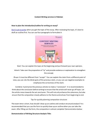 Content Writing services in Pakistan 1