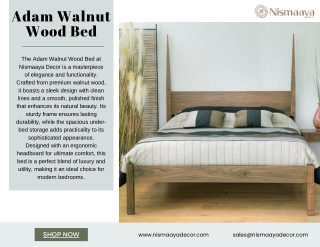 Adam Walnut Wood Bed - Elegance Redefined | Nismaaya Decor