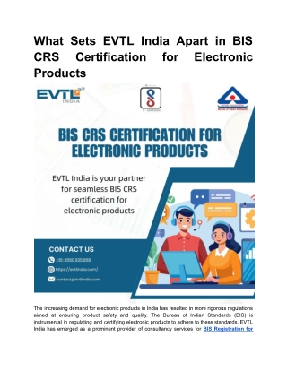 What Sets EVTL India Apart in BIS CRS Certification for Electronic Products