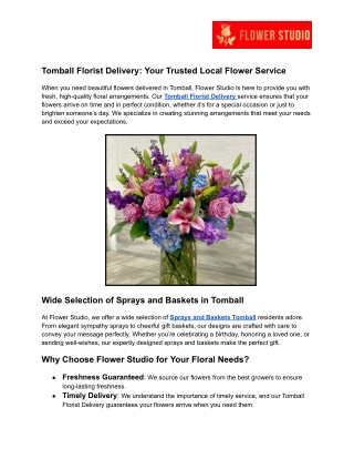 Tomball Florist Delivery_ Your Trusted Local Flower Service