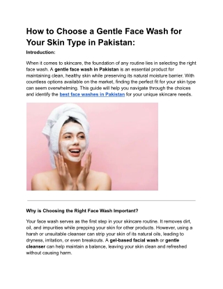 How to Choose a Gentle Face Wash for Your Skin Type in Pakistan